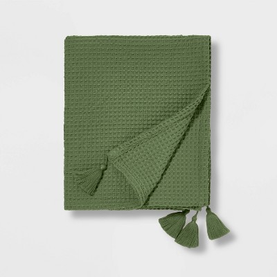 Image of Waffle Reversible Throw Green - Pillowfort™