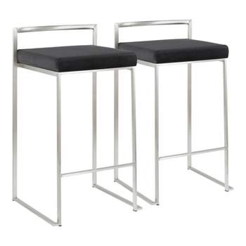 Set of 2 Fuji Contemporary Stackable Barstools - LumiSource