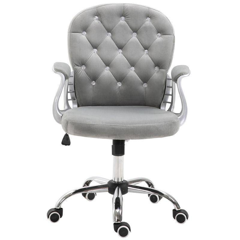 Vinsetto Vanity Middle Back Office Chair Tufted Backrest Swivel Rolling Wheels Task Chair with Height Adjustable Comfortable with Armrests, 5 of 11