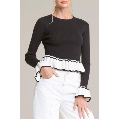 Women's bell sleeve color block sweater - In The Beginning