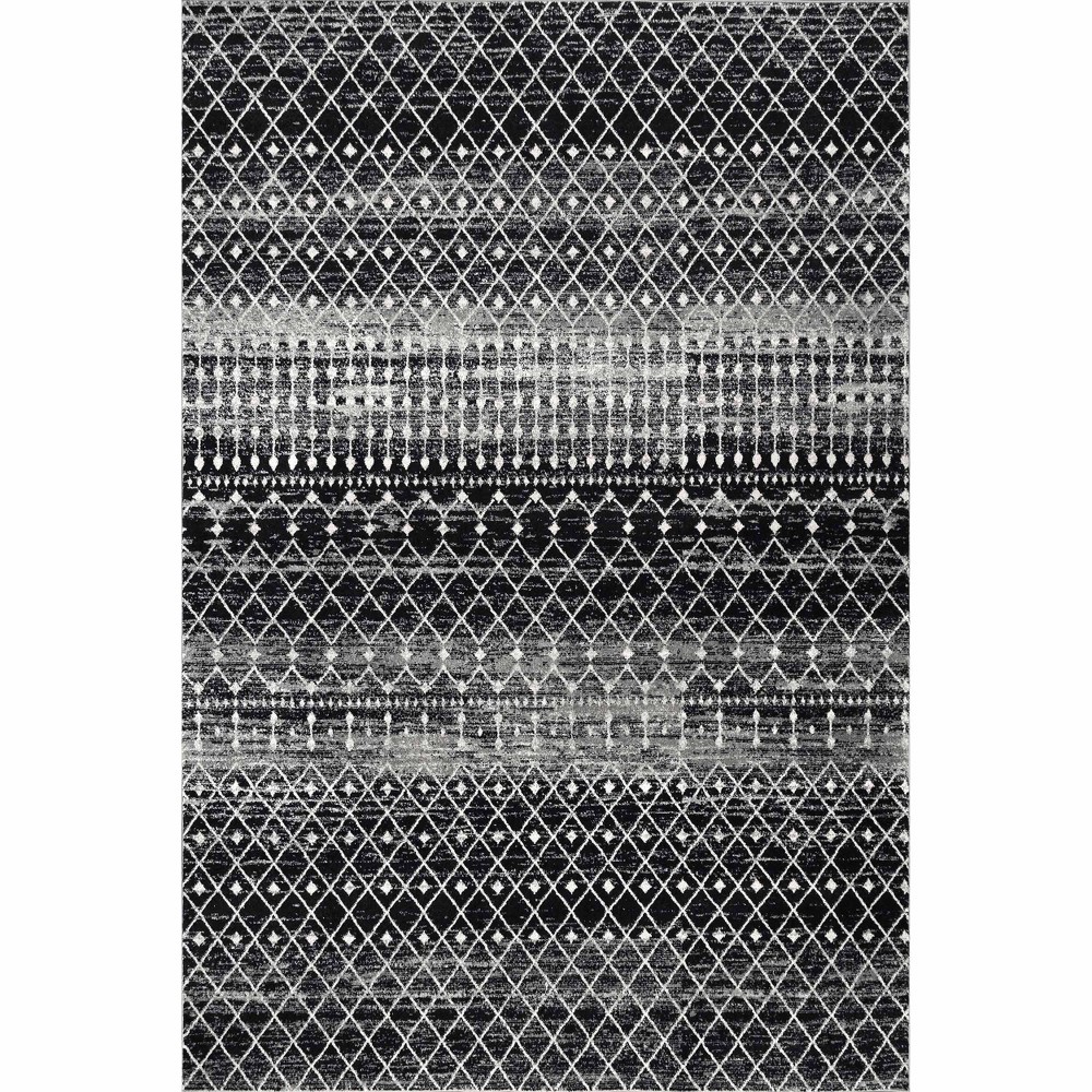 6'7inx9' Moroccan Blythe Area Rug Black/White - nuLOOM