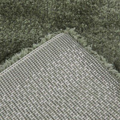 Green and White Geometric Synthetic Area Rug