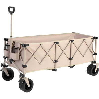 BEAFUP Extra Long 300L Wagon Cart Collapsible,with 220LB Weight Capacity & All-Terrain Wheels – Utility Cart for Camping,for Families,Outdoor