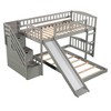 Stairway Twin over Twin Bunk Bed with Two Drawers and Slide, Gray - 3 of 4