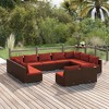 vidaXL 11 Piece Patio Lounge Set with Cushions Brown Poly Rattan - 2 of 4