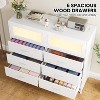 Jojoka 6-Drawer & 2-Door Storage Cabinet Dresser with Built-In Charging Station and RGB LED Lighting – Tall White Chest, White - 3 of 4