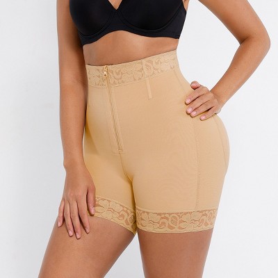 Feelingirl Women's Front Zipper Butt Lifter Tummy Control Shapewear Shorts