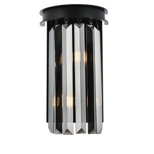 Elegant Lighting Sydney 2 light Matte Black Wall Sconce Silver Shade (Grey) Royal Cut Crystal - 1 of 4