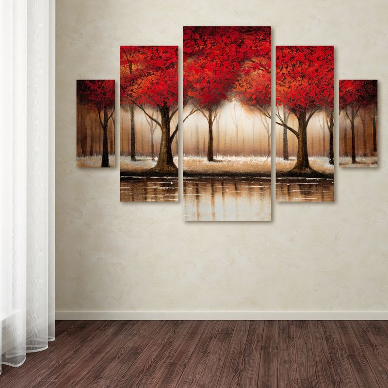 Trademark Fine Art -QVC ONLY Lavish Home Rio 'Parade of Red Trees' Multi Panel Art Set, 3 of 4