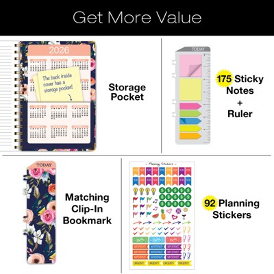 Global Printed Products Hardcover AY 2025-2026 Fashion Planner - 5.5"x8" (Small Navy Floral)