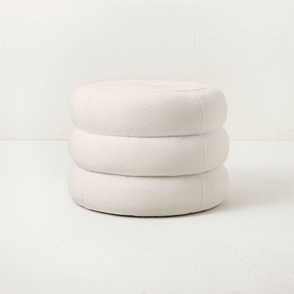 Photos - Other Furniture Molise Pouf Cream Fabric - Opalhouse™ designed with Jungalow™
