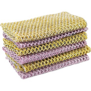 6-Pack Heavy Duty Non-Scratch Dish Scrubbers, Reusable Scouring Pads for Cleaning Dishes & Pots, Alternative to Sponges - 1 of 4