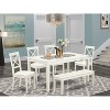 HomeStock 6-Piece Rectangle Linen White Finish Solid Wood Top Dining Table with 1 Bench, 4 Chairs - 2 of 4