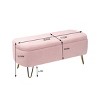 39" Modern Upholstered Storage Bench with Gold Legs, Faux Fur Entryway or Bedroom Ottoman-3irtyhousy - 4 of 4