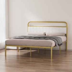 Queen Size Platform Bed with Durable Upholstered Headboard for Bedroom or Apartment - 1 of 4