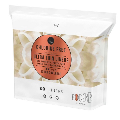 L Chlorine Free Ultra Thin Extra Coverage Panty Liners 80ct Target