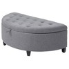 HOMCOM Half Moon Modern Luxurious Polyester Fabric Storage Ottoman Bench with Legs Lift Lid Thick Sponge Pad for Living Room, Entryway, Bedroom, Gray - 4 of 4