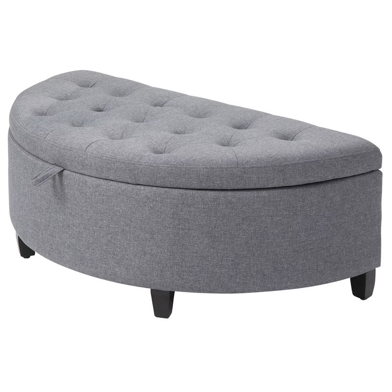 HOMCOM Half Moon Modern Luxurious Polyester Fabric Storage Ottoman Bench with Legs Lift Lid Thick Sponge Pad for Living Room, Entryway, Bedroom, 4 of 7