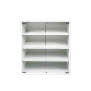 Vynxaria White Shoe Display Cabinet with Glass Door and Stackable Design - 1 of 4
