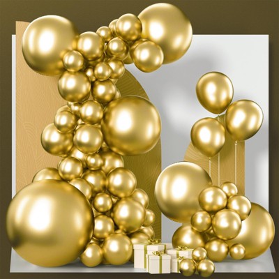 PartyWoo Balloons Metallic Gold Chrome 36 18 12 10 5 Inch 100 pcs