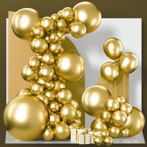 PartyWoo Balloons Metallic Gold Chrome 36 18 12 10 5 Inch 100 pcs - 1 of 4