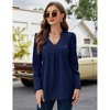 Coolmee Women's Long Rolled Sleeve Tunic Tops Casual V Neck T Shirts Loose Chiffon Blouses - 4 of 4