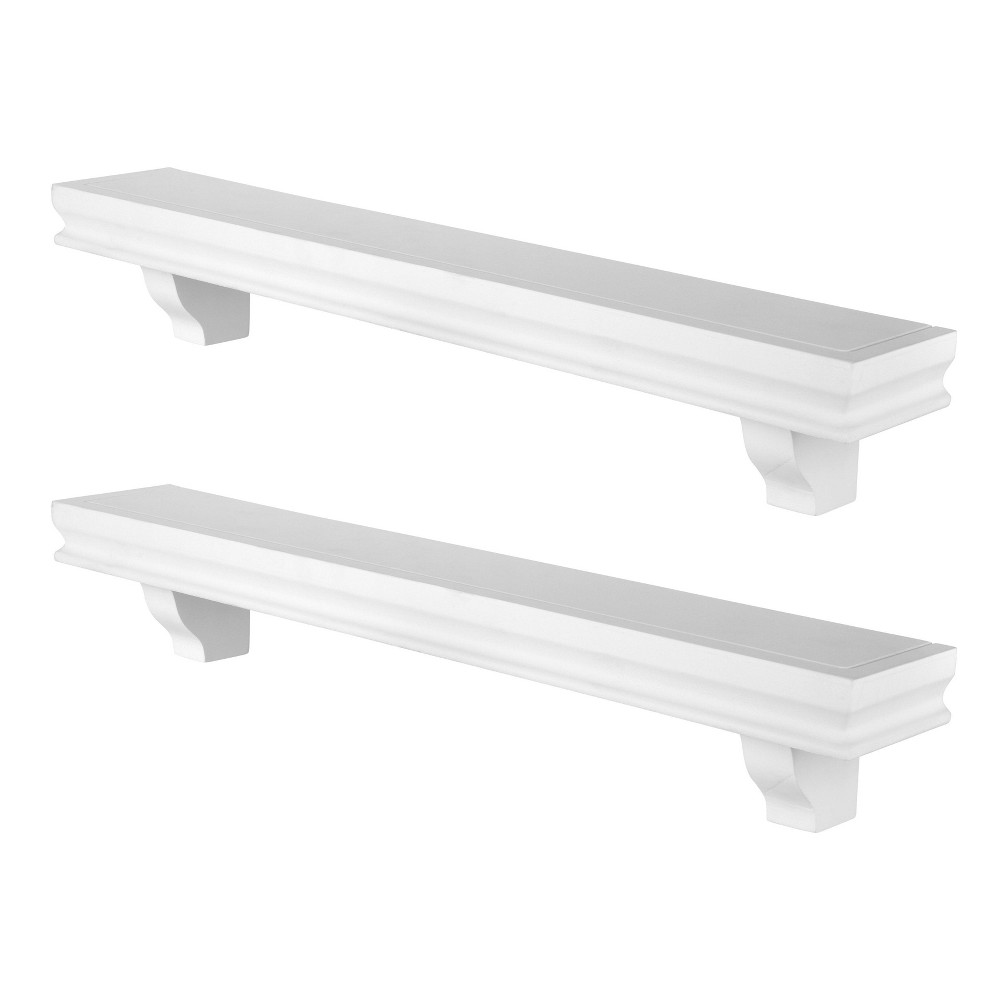 Photos - Kids Furniture 24" Floating Wall Décor Display Ledge Shelves Set of 2 White - Danya B.