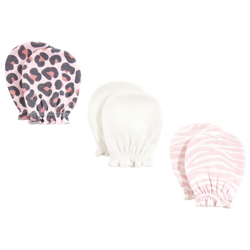 Hudson Baby Infant Girl Caps, Mittens and Socks Set, Leopard, 0-6 Months, 4 of 6