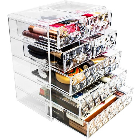 Crushed Diamond Three Compartments Deluxe Cosmetic Makeup Beauty Organizer  /SF-MP043