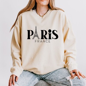Simply Sage Market Paris France Eiffel Tower Lightweight Garment Dyed Sweatshirt - 1 of 4