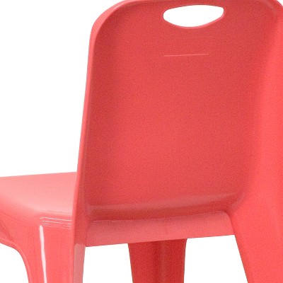 Red Plastic Stackable Preschool Chairs with Handle, Set of 2