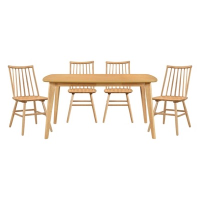 NicBex 59.5" Dining Table Set for 4 Natural Oak Finish Wooden Dining Table with 4 Chairs for Kitchen