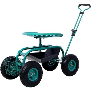 Rolling Garden Cart with 360° Swivel Seat, Tool Tray, and Wheels – Outdoor Gardening Workseat for Easy Mobility and Comfort - 1 of 4