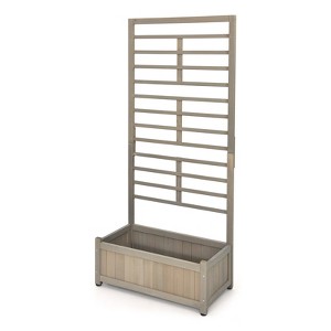 Tangkula 68" Wood Planter Box with Trellis Plant Raised Bed for Flower Climbing for Garden Balcony Patio Yard - 1 of 4