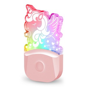 DORESshop 0.5-Watt Integrated LED Dimmable Unicorn Night Light, RGB and Warm White 3000K, Dusk to Dawn, 1-Pack for Kids Bedroom - 1 of 4