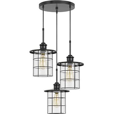 Cal Lighting 60W x 3 Silverton metal/glass pendant fixture (Edison bulbs NOT included)