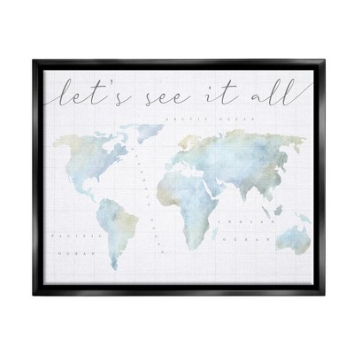 Stupell Industries Let's See It All World Map Framed Canvas