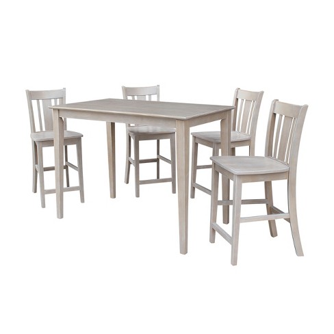 5pc Solid Wood 30 X 48 Counter Height, Solid Wood Counter Height Table Sets