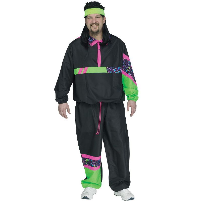 Fun World 80s Male Track Suit Plus Size Men's Costume, 1 of 3