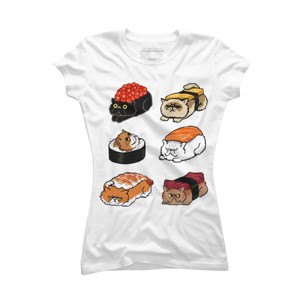 Junior's Design By Humans Sushi Persian Cat By huebucket T-Shirt - 1 of 3