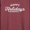 Women's - Instant Message - Happy Holidays Lightweight French Terry Wide Neck Long Sleeve Shirt - 2 of 4