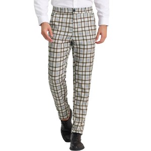 INSPIRE CHIC Men's Plaid Casual Regular Fit Flat Front Stretch Dress Pants - 1 of 4