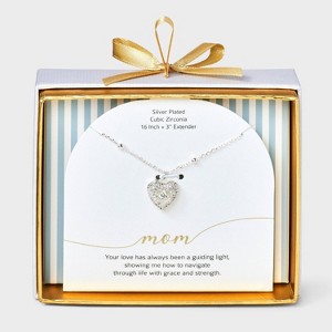 Silver Plated Open Heart Pendant Necklace - Silver - 1 of 4