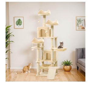 75 Inches Indoor Cat Tree Tall Cat Tower For Large Cats 20lbs Cat Condo Beige Cat Tower - 1 of 4