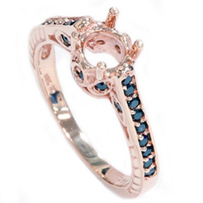 Pompeii3 Rose Gold 1/4ct Vintage Black Diamond Ring Setting 14K