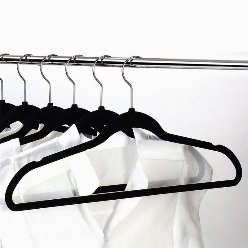 Yaheetech 100pcs Velvet Hangers With Tie Bar Flocked Non Slip 360° Swivel Hook, 3 of 8
