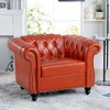 GDFStudio Wright Faux Leather Button-Tufted Upholstered Chesterfield Chair with Birch Legs and Nailhead Trim - 2 of 4