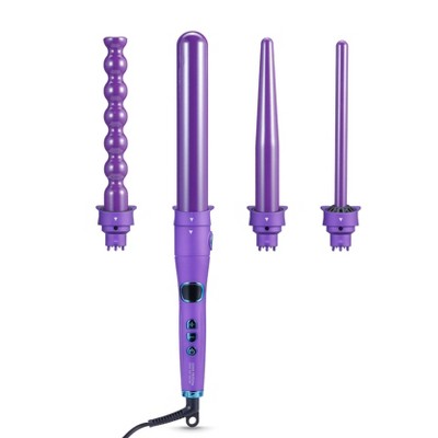 JOHN FRIEDA 4-in-1 Curling Wand Set – Interchangeable Ceramic Barrels, Fast Heat-Up to 420°F, Auto Shut-Off, Beach Waves & Curls