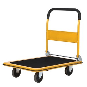 Industrial Steel Flat Dolly Cart - 1100 lb Capacity, 36x24 Inch L-Shape Platform - 1 of 4