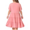 Agnes Orinda Women's Plus Size Tiered V Neck Short Sleeve Summer Casual Buttons Dresses - 4 of 4